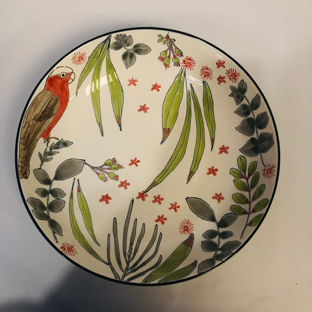 外贸陶瓷圆形大尺寸水果盆手绘丛林鹦鹉陶瓷餐具花酸菜鱼盆和面盆,餐饮具,盆,淘宝优惠券,粉丝福利购,淘宝优惠卷