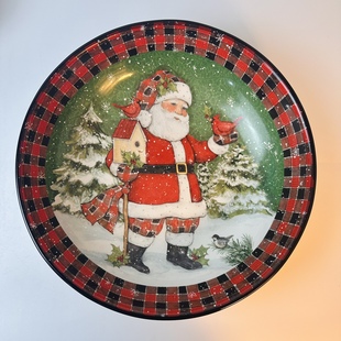 Certified International圣诞老人陶瓷13英寸大果盆 炖菜盆大深盘