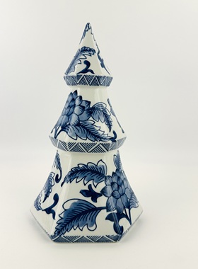 外贸品牌威廉中式古典青花瓷陶瓷圣诞树摆件创意饰品客厅玄关