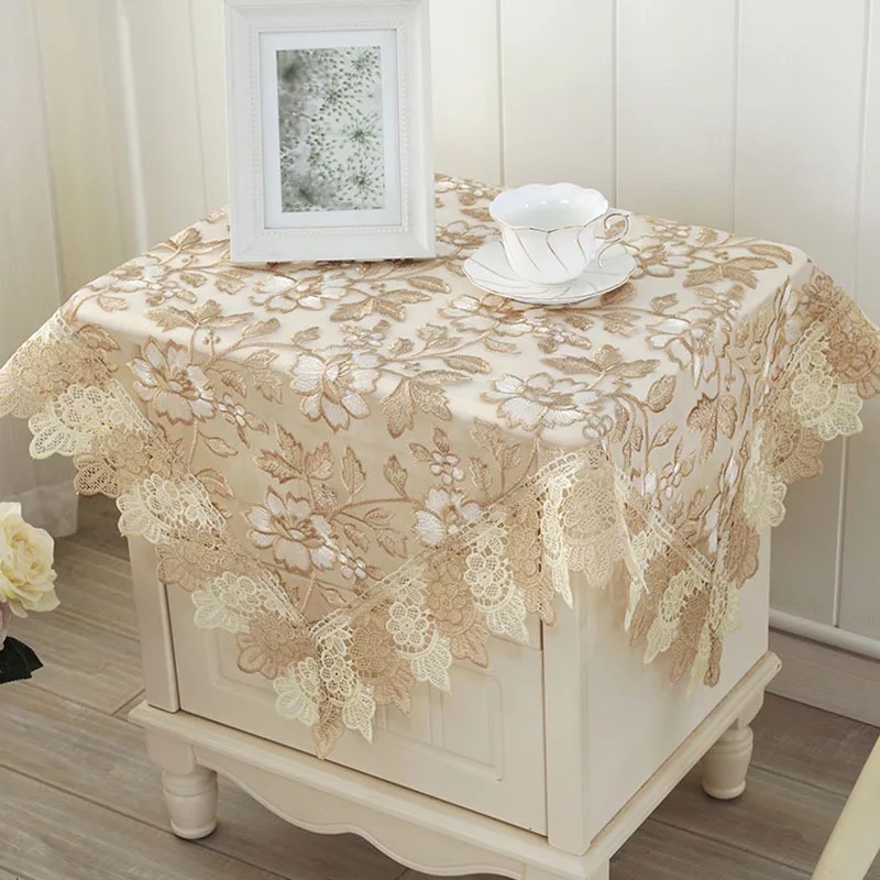 洗衣机欧式床头柜电视蕾丝盖布