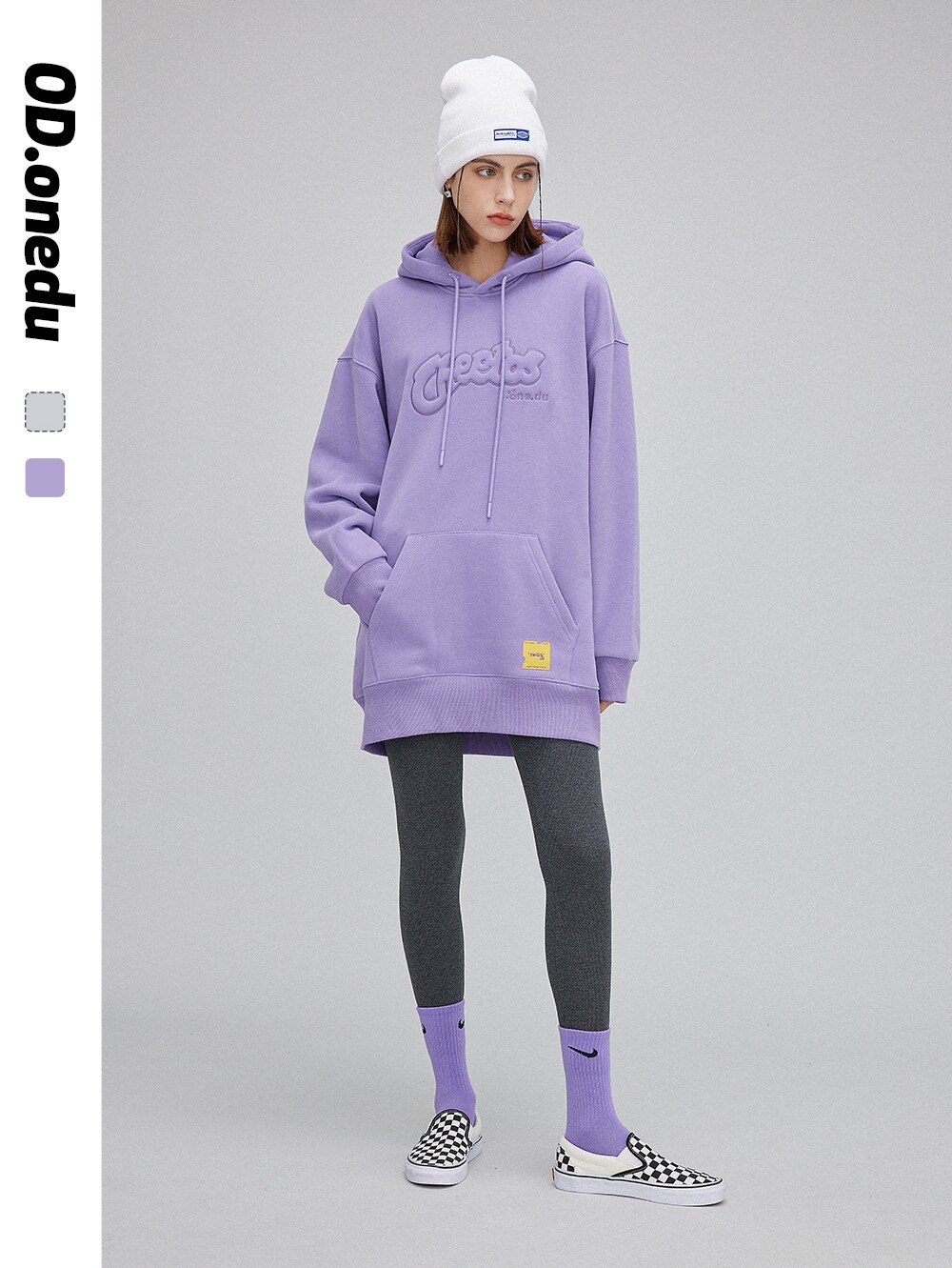 OD连帽加绒卫衣裙女2025年春秋套头休闲连衣裙简约宽松显瘦中长款