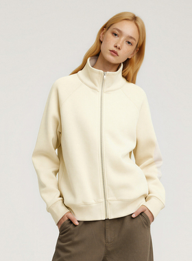 ODonedu简约风立领拉链卫衣外套女宽松休闲百搭棒球服运动上衣潮