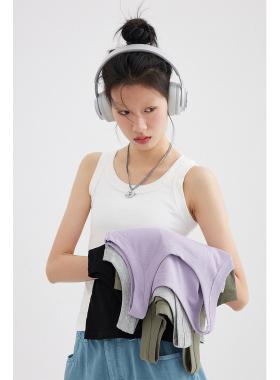 OD 修身弹力U型纯色工字螺纹背心女夏季内搭外穿针织吊带无袖上衣