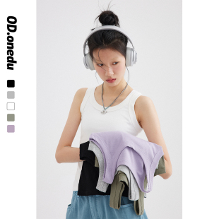 内搭外穿针织吊带无袖 弹力U型纯色工字螺纹背心女夏季 上衣 修身