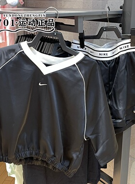 nike耐克女子速干透气缎面时尚短款短袖T恤短裤IH1329-IH1331-010