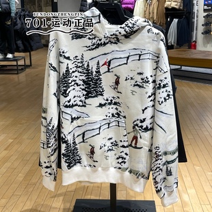 正品JORDAN男子滑雪场印花卫衣加绒保暖舒适连帽套头衫HV1051-133