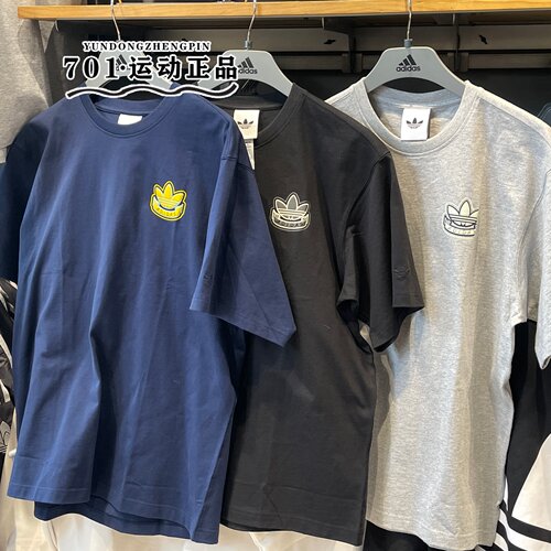 阿迪达斯三叶草男女纯棉舒适休闲半袖T恤KC3110 KC3109 KC3107