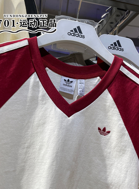 阿迪达斯三叶草女子短袖刺绣logo三条杠纯棉半袖T恤KE6163 KF0316