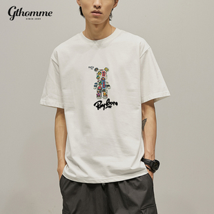 T恤男宽松圆领纯棉潮流休闲白色潮牌打底男生短t体恤 短袖 夏季 男款