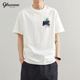 T恤男宽松圆领潮流百搭半袖 短袖 潮牌体恤白色情侣男生短t 男款 夏季