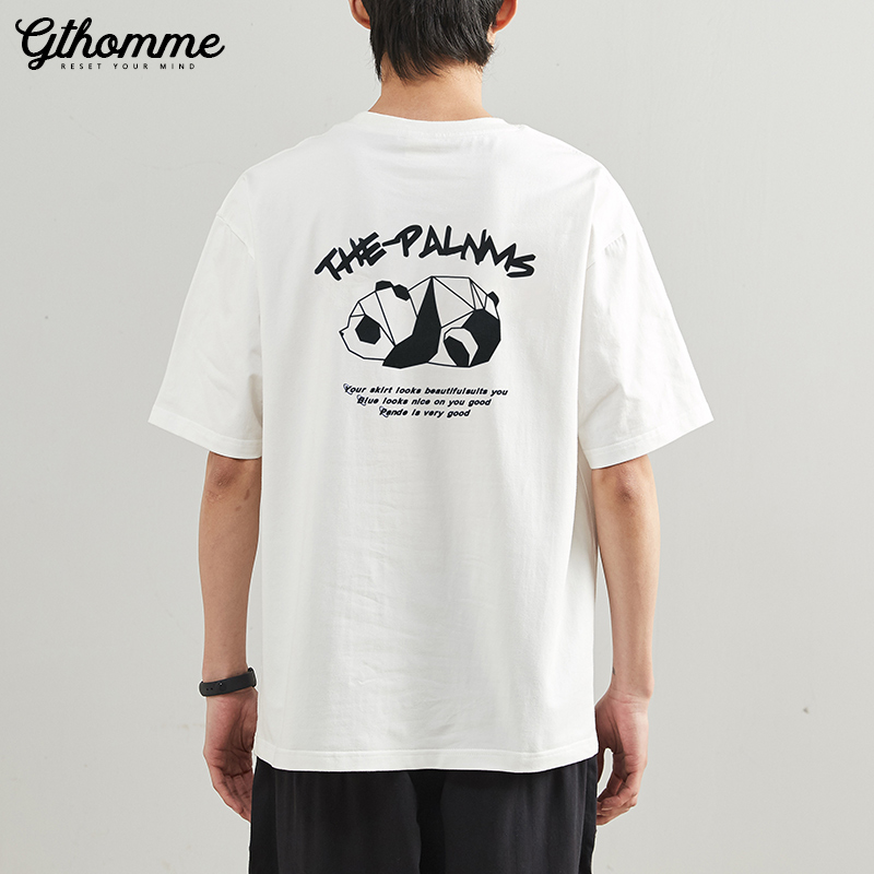 夏季新款潮流百搭白色印花t恤