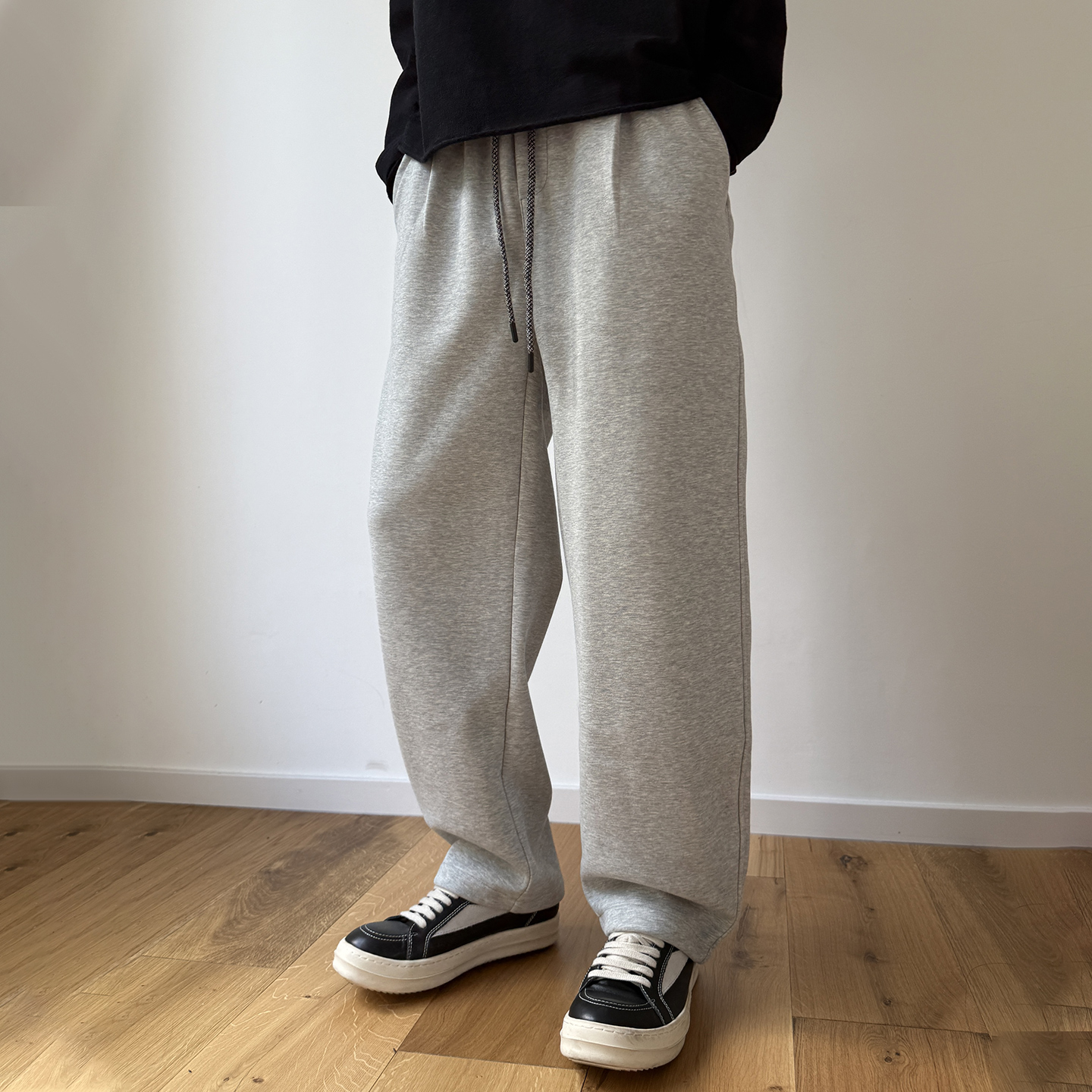 裤子男秋冬季加绒加厚卫裤男宽松直筒潮流百搭抽绳束脚保暖休闲裤