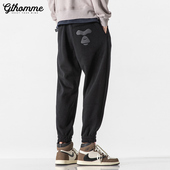 男生 潮牌卫裤 加绒裤 秋冬季 休闲裤 子男款 男士 长裤 宽松束脚裤 运动裤