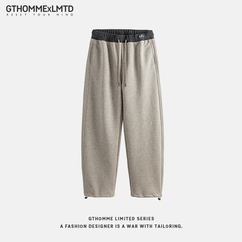 裤子男秋冬季加绒加厚卫裤男宽松直筒潮流百搭抽绳束脚保暖休闲裤