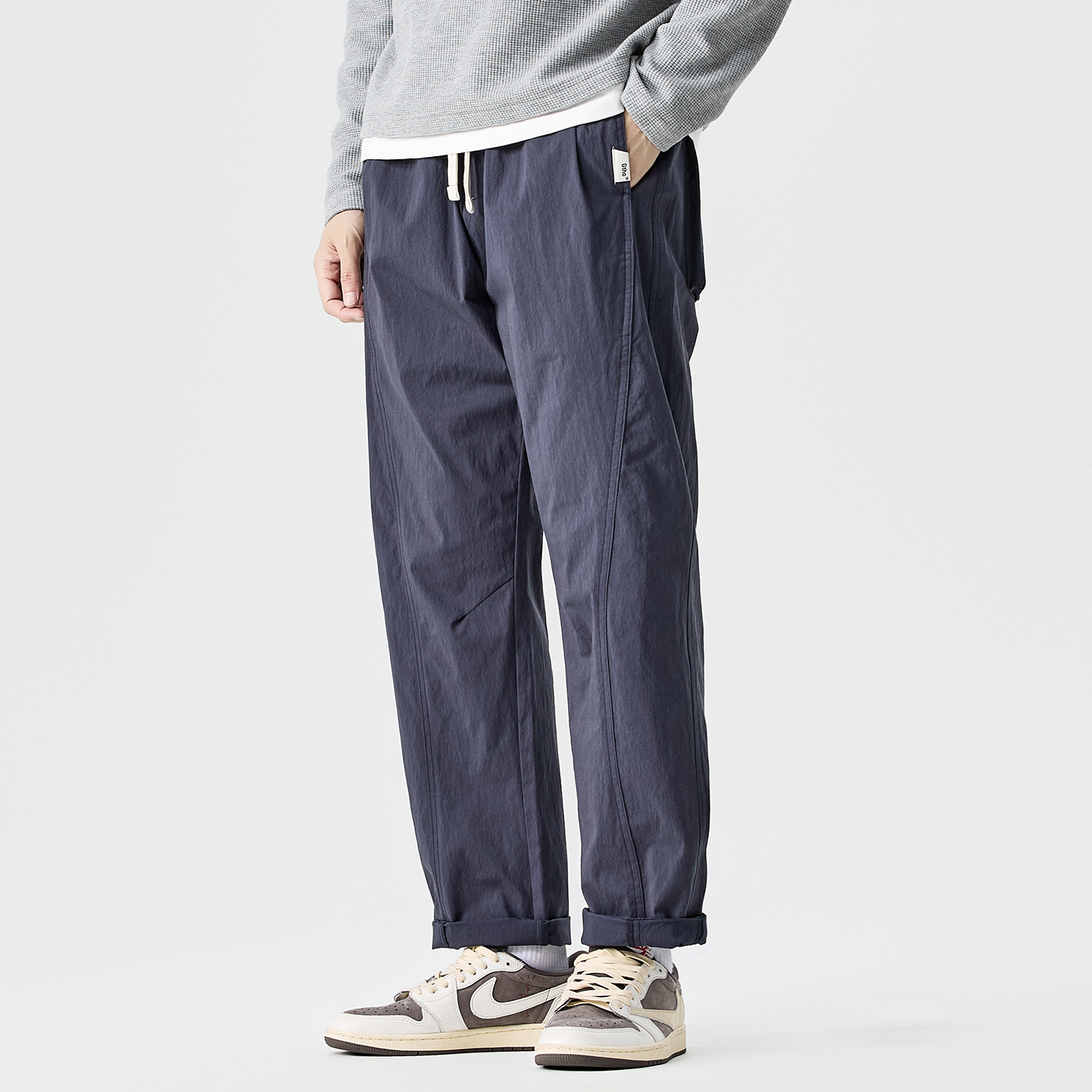 裤子男款秋冬款休闲裤潮牌美式工装裤宽松直筒百搭男生纯色长裤