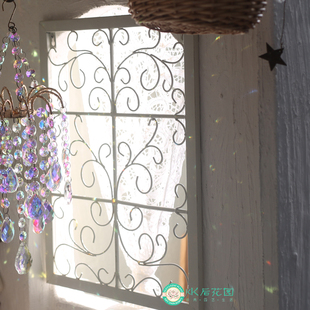 INS壁挂窗户铁艺露台壁饰隔断花园装饰背景墙园艺杂货假窗墙面挂