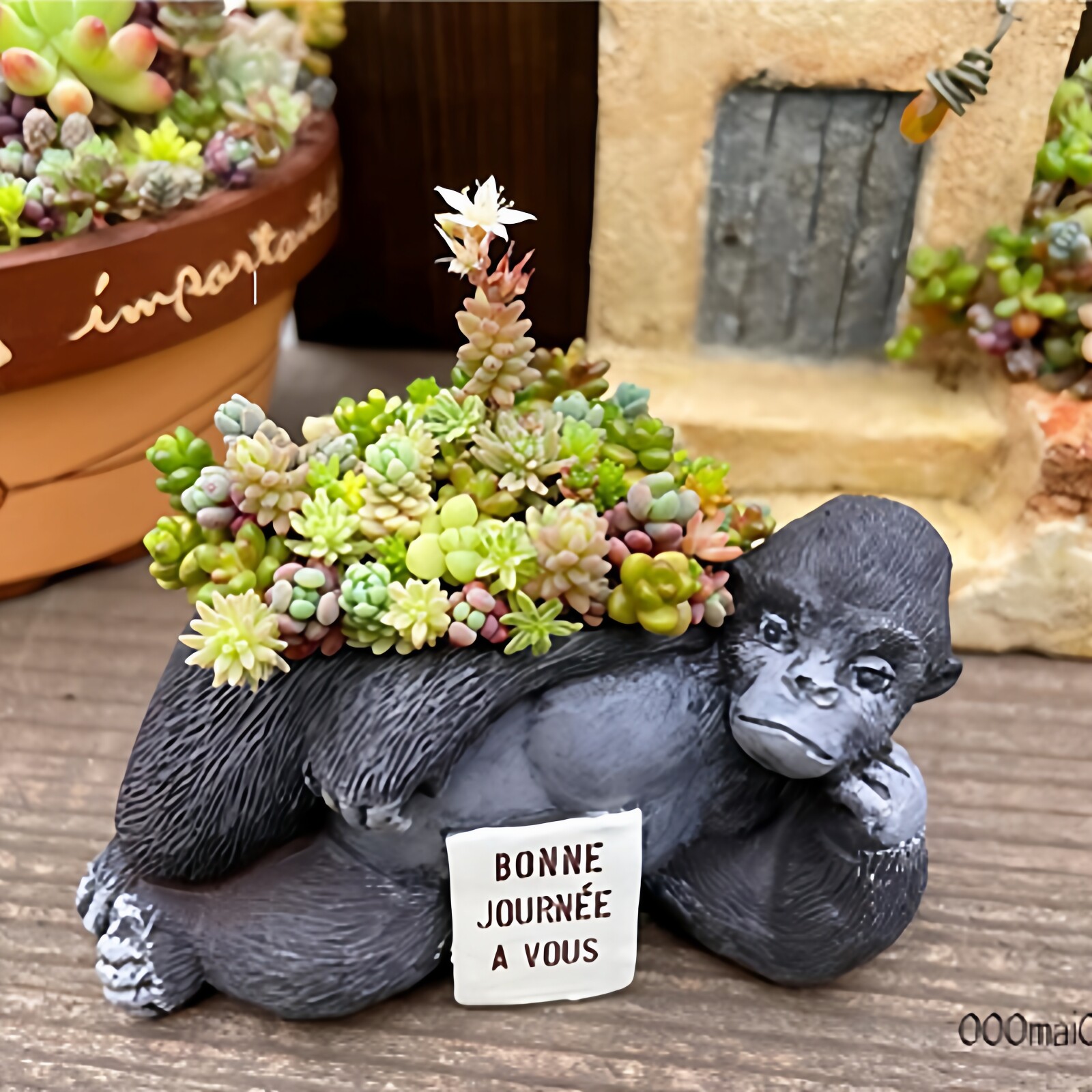 ins同款躺平猩猩迷你花盆树脂