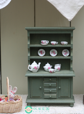 实木微缩娃娃屋家具配件摆件置物架摆件装饰迷你装饰柜收纳柜