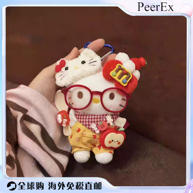 日本PeerEx饼干背带裤哈喽Kitty包包挂件可爱玩偶钥匙扣创意挂饰