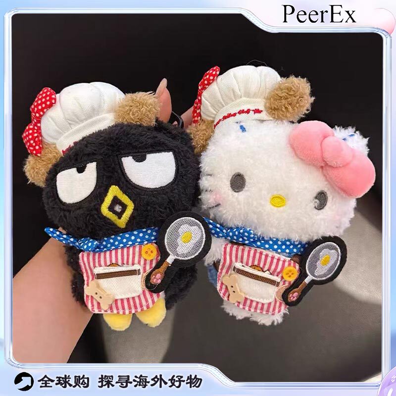 日本PeerEx可爱厨师套装kt企鹅大眼毛绒玩偶挂件包包装饰品钥匙扣