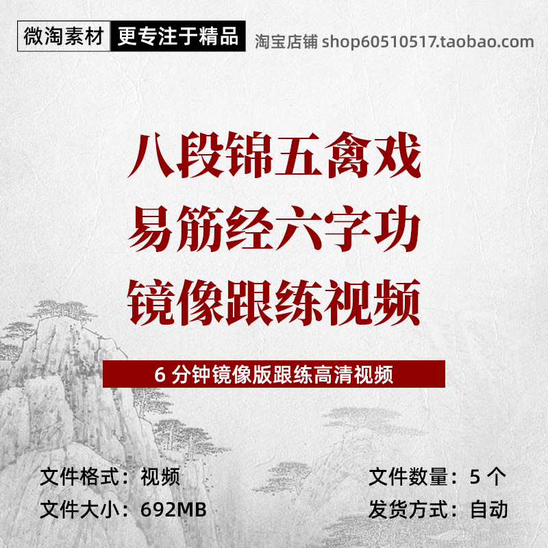 八段锦五禽戏易筋经六字功健身功镜像跟练高清视频