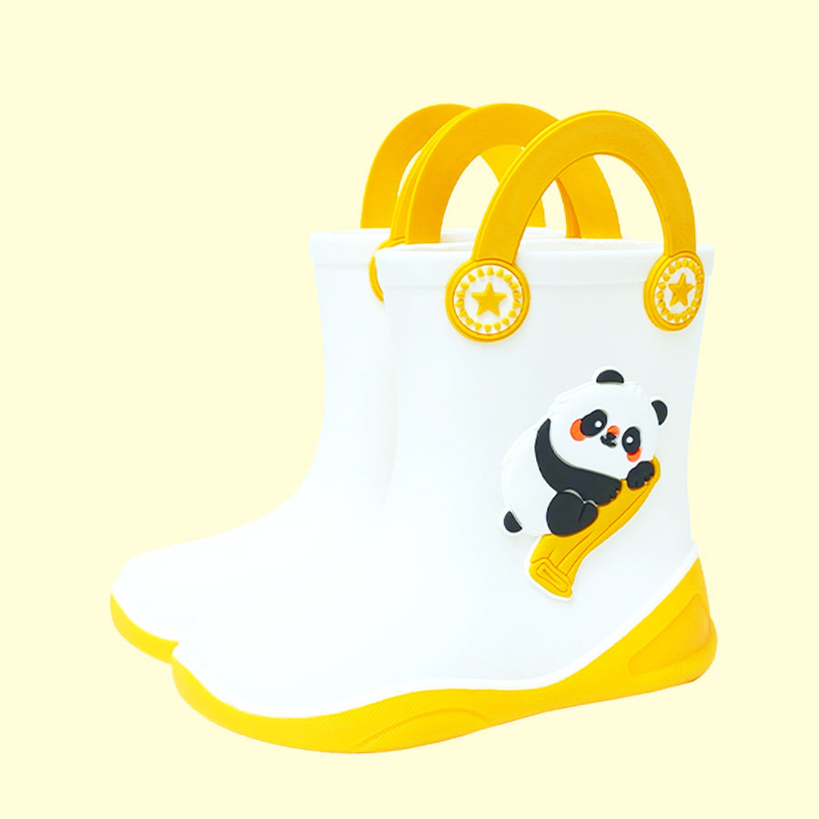 萌趣恐龙熊猫儿童雨靴 雨鞋 时尚卡通防水防滑小孩水鞋
