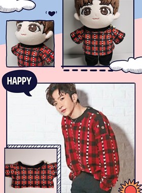 Mirror公仔衫娃衣20cm应援定制AnsonLo盧瀚霆红格仔毛衣