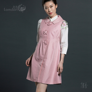 无袖短款提花宽松连衣裙原创新款夏装大码女装真丝马甲A字裙V104