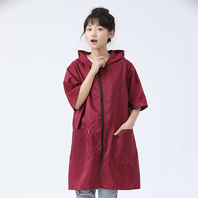 短袖防水罩衣女薄款外套围裙防油美容服