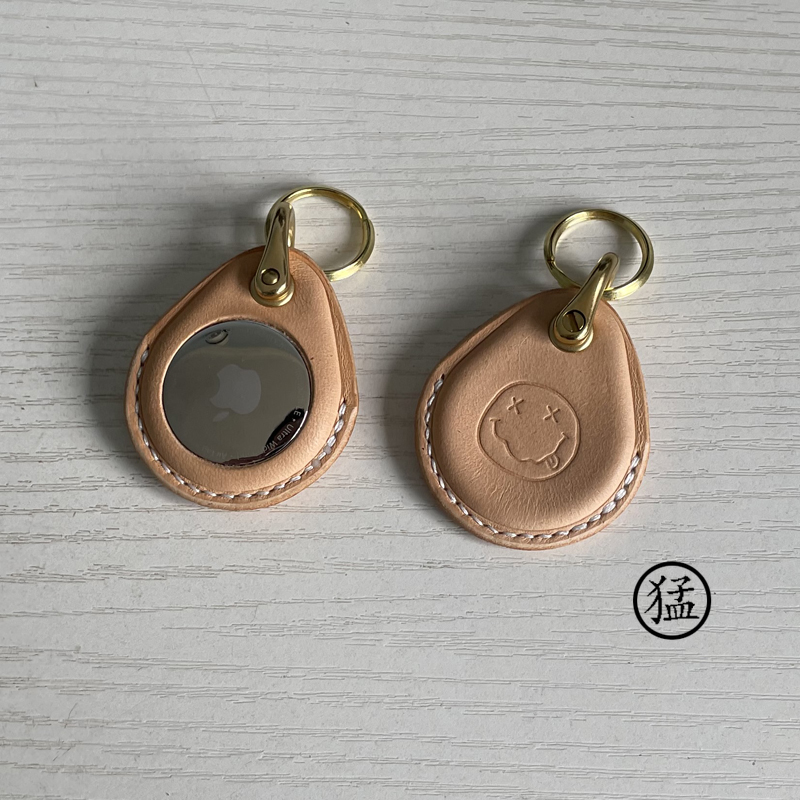 手工小皮具原色钥匙扣牛皮植鞣革