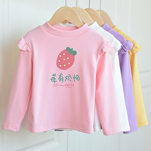 女童长袖t恤春秋款中小童打底衫新款洋气时髦女孩内搭儿童上衣潮