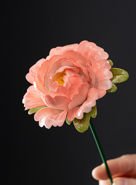 非遗手工陶瓷渐变牡丹花仿真陶瓷花束家居摆件节日送礼情人节礼物