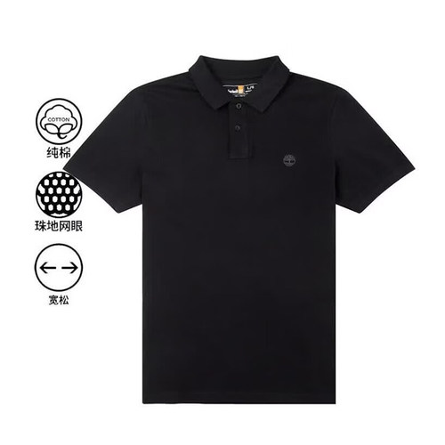 Timberland添柏岚纯棉POLO衫男夏季宽松透气半袖男士翻领短袖T恤