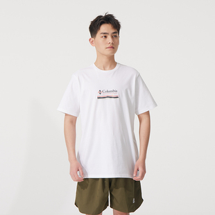 哥伦比亚Columbia官方运动T恤衫男春季新款户外圆领透气纯棉短袖