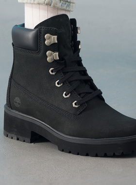 添柏岚马丁靴女鞋秋冬新款户外徒步登山厚底增高黑色高帮靴A5NYY
