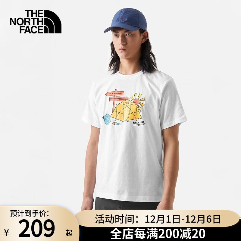 北面短袖情侣T恤夏季户外运动男女同款印花休闲圆领男士半袖7WF8