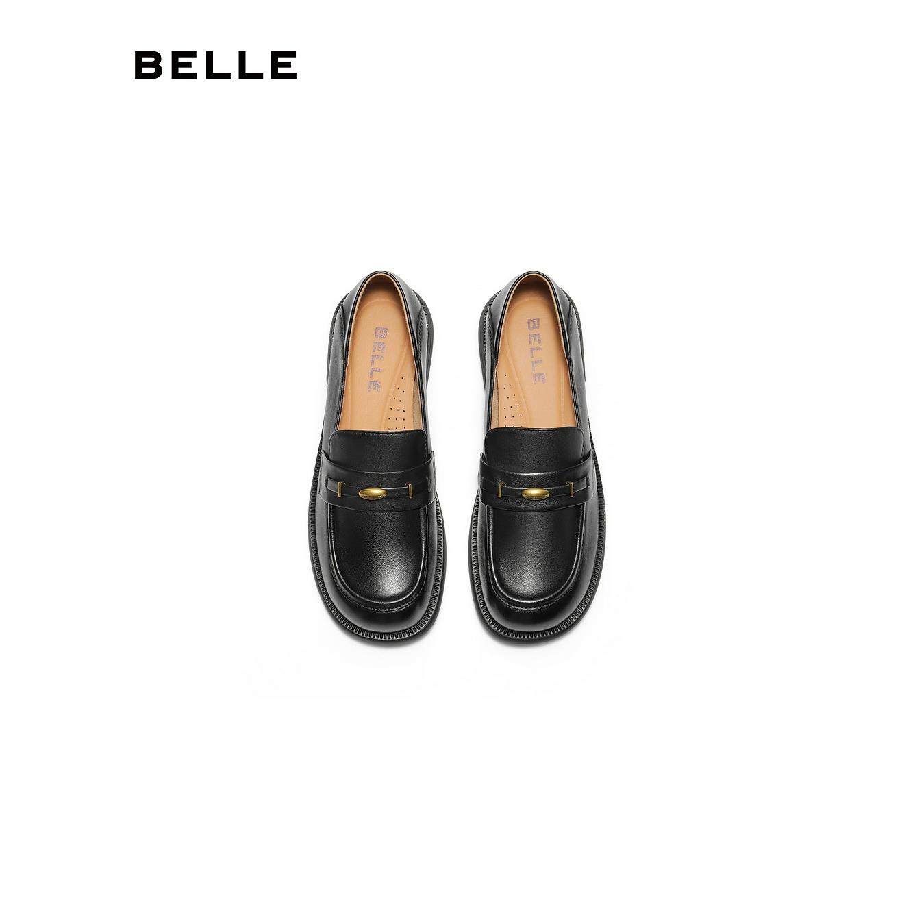 百丽乐福鞋女25新款黑色小皮鞋两穿一脚蹬羊皮深口单鞋子E1N1DCA5,女鞋,乐福鞋（豆豆鞋）,淘宝优惠券,粉丝福利购,淘宝优惠卷