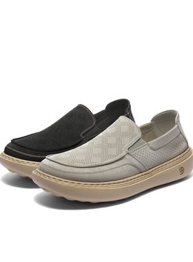 百丽男鞋透气一脚蹬布鞋2025新款夏季商场厚底休闲爸爸鞋8SW02BM5