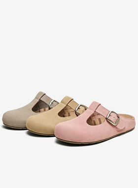 百思图25夏商场新款复古懒人勃肯鞋半拖度假外穿女凉拖鞋B6751BH5