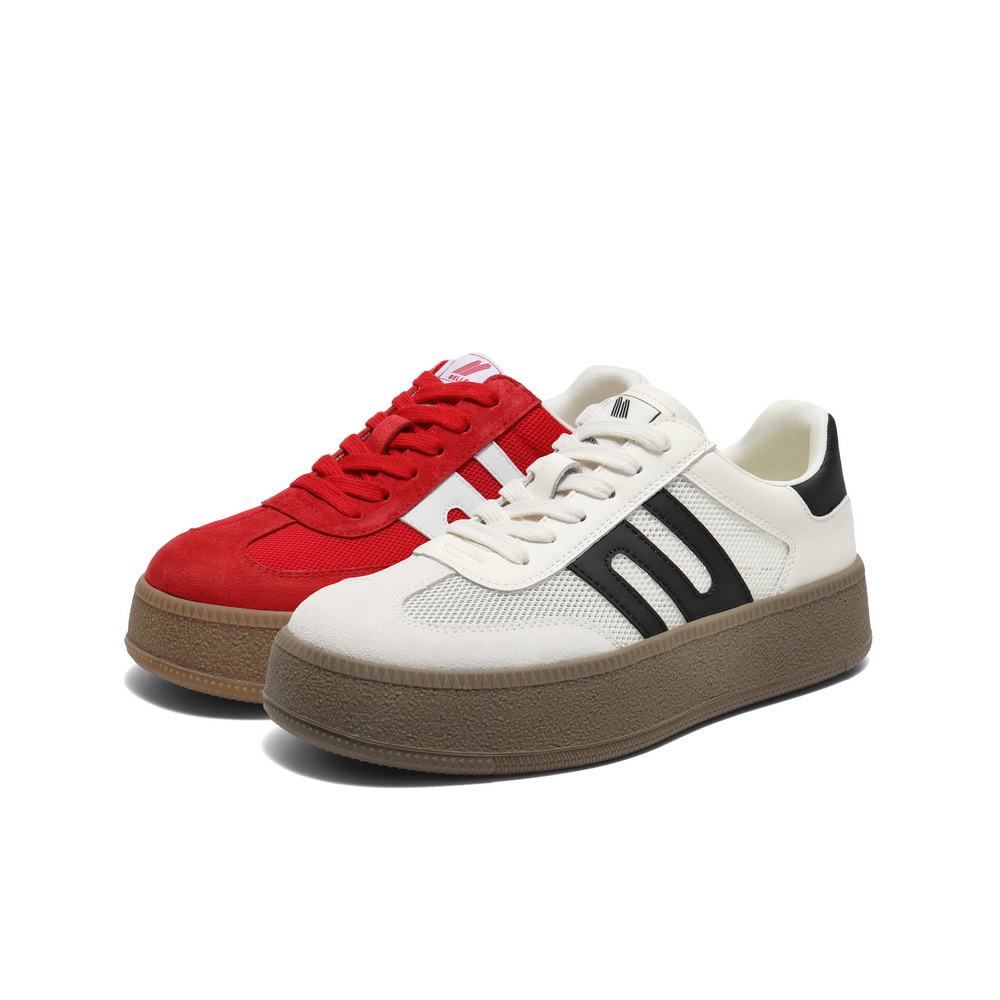 百丽跑道复古板栗德训鞋女25夏季新款网面透气休闲板鞋A6N4DBM5