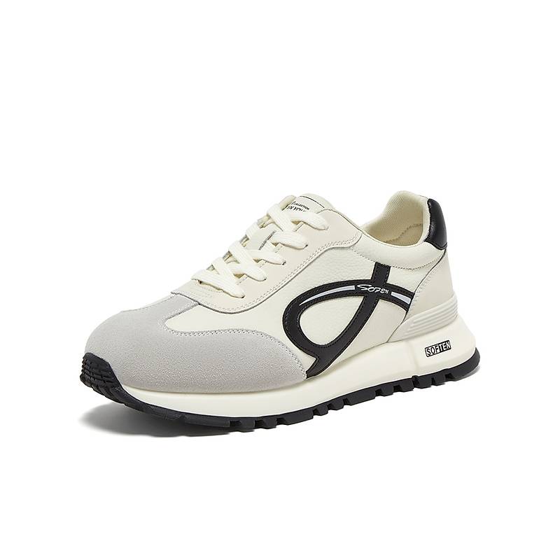 百思图2025秋新款复古厚底德训鞋