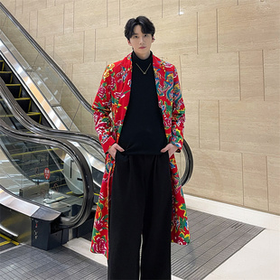 英伦风高级感风衣垂坠感中长款外套男士春秋季薄款东北大花大衣