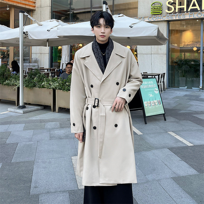 雪柏长款休闲男风衣秋冬季