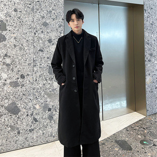 长款毛呢大衣男过膝男款英伦风冬季加厚呢子男士风衣外套加长款