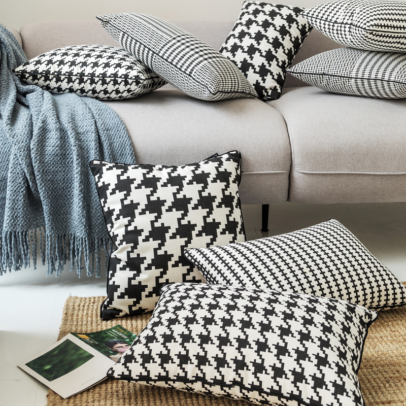 千鸟格抱枕客厅沙发靠垫套