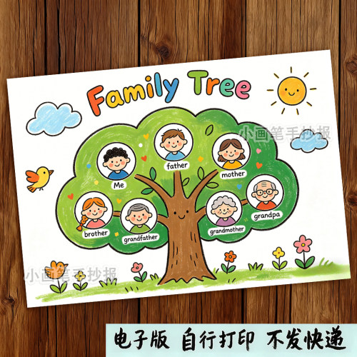 my_family家庭树英语手抄报电子版家庭人物介绍英文小报两个男孩