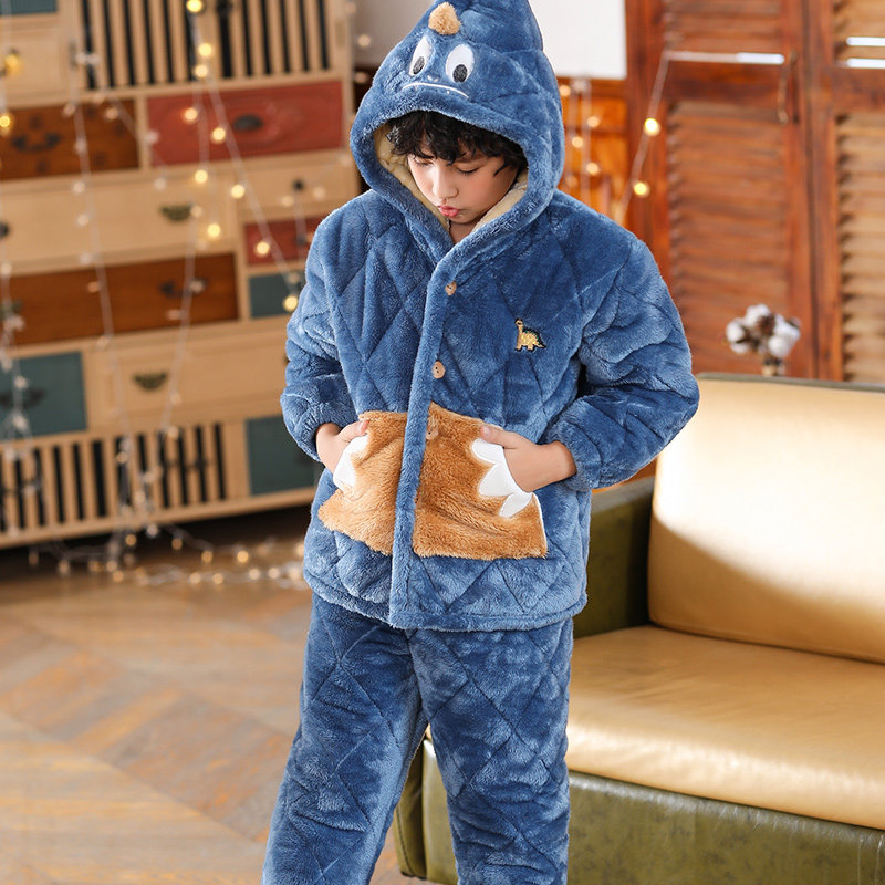 儿童秋冬季睡衣珊瑚绒恐龙加厚款