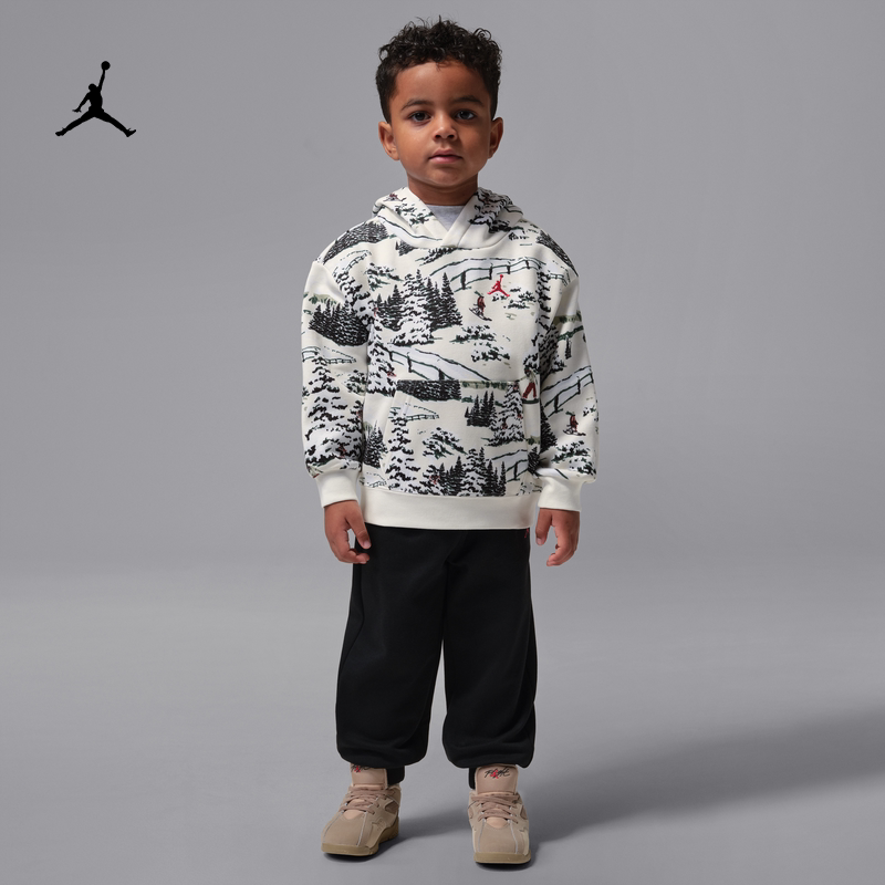 耐克乔丹圣诞系列婴童假日风加绒连帽衫和长裤套装JORDAN IQ2921
