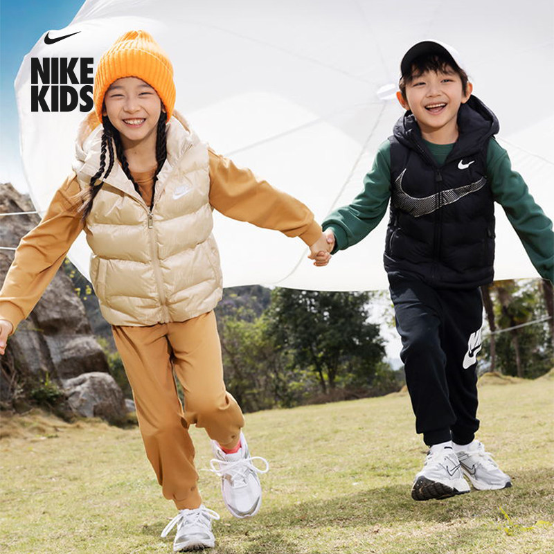 耐克幼童提花羽绒服马甲冬季男童加绒保暖梭织舒适NIKE IQ9946