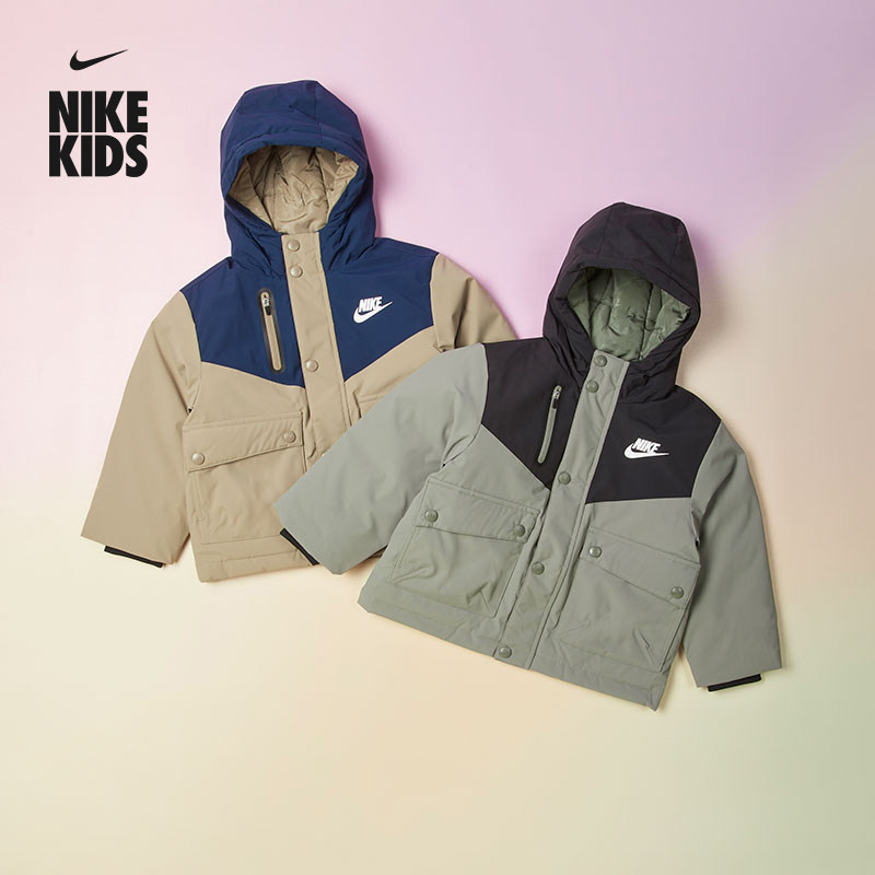 耐克幼童三防工装羽绒服夹克冬季男童时尚保暖防泼水NIKE IQ9934